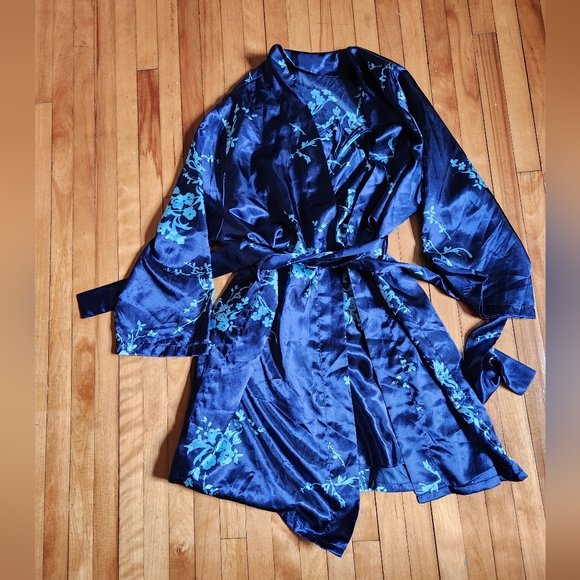 La Vie en Rose slip dress and matching robe in blue and size Small - Picture 5 of 6